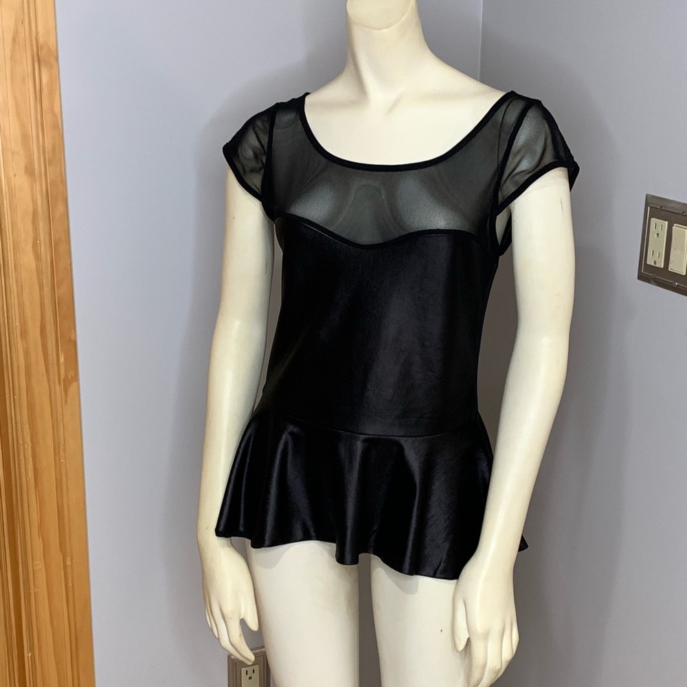 Black faux leather peplum